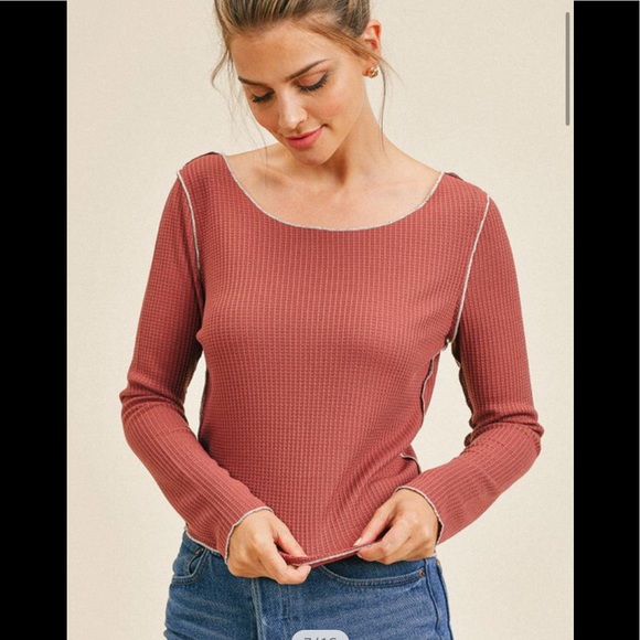 Tops | Thermal Contrast Stitch Top | Poshmark